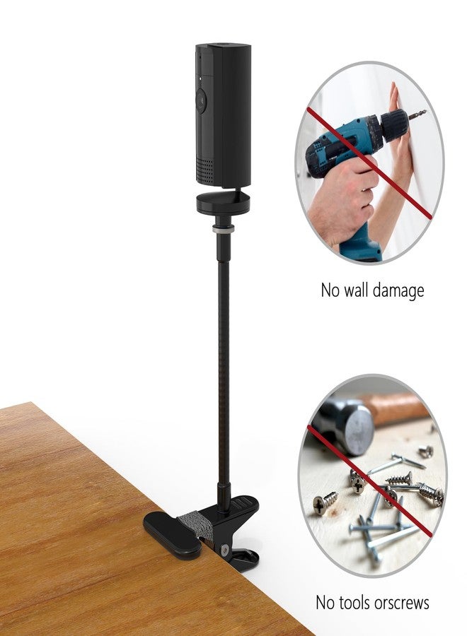 HOLACA Clip Mount for Ring Indoor Cam Plus/Ring Indoor Camera(2nd Gen)/Pan-Tilt Indoor Cam Stand Bracket with 1/4 Threaded Hole Holder for Crib Nursery Pillars (Black) - Image 2